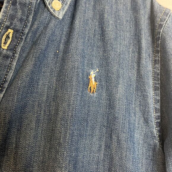 Ralph Lauren Girls Blue Jean Denim Button Down Dress A Line size 12 - Picture 2 of 5
